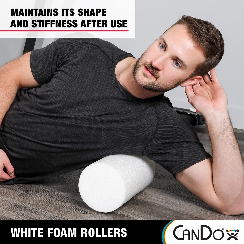 White PE Foam Roller Round 4" Diameter 12" Length Lightweight Durable