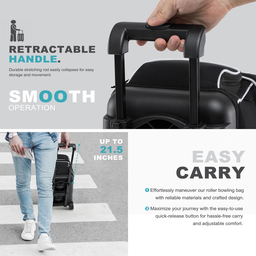 GoHimal Double Roller 2 Ball Bowling Bag with Separate Shoe Compartment for B...