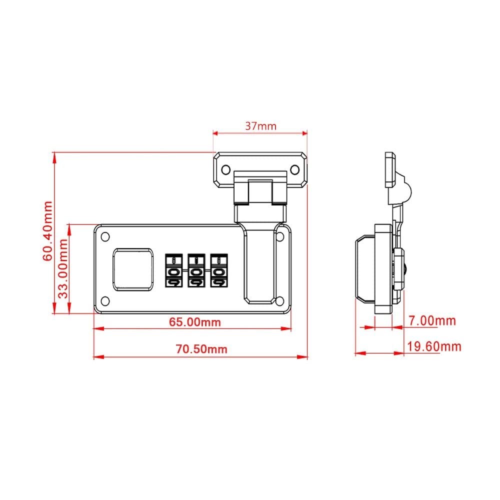 2pcs Tool Box Hasp, Luggage Combination Lock, Briefcases Replacement Accessor...