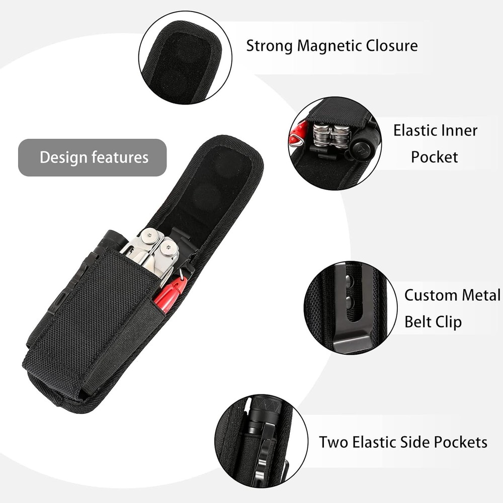 Multitool Sheath Pouch EDC Belt Organizer Tactical Folding Knife Flashlight