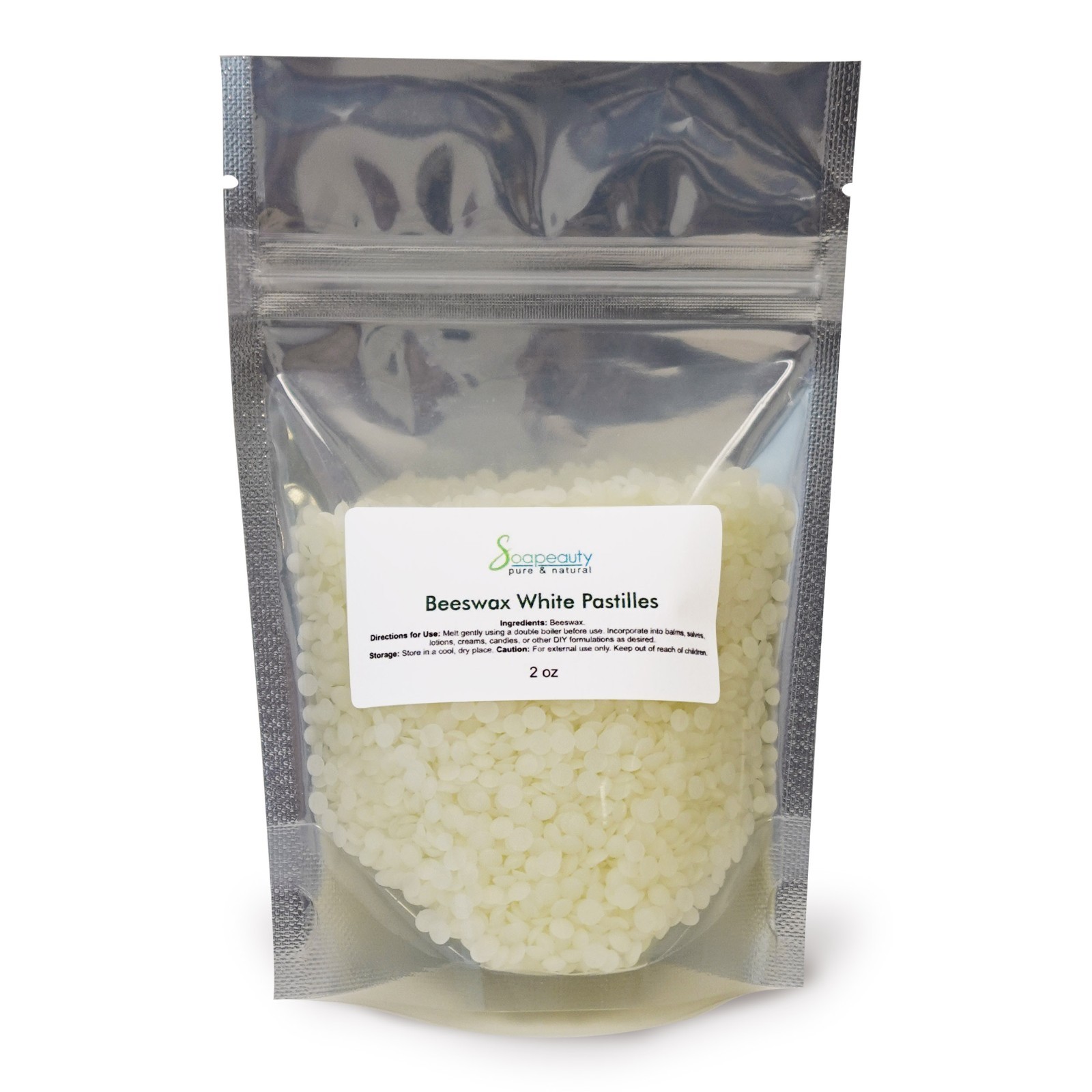 White Beeswax Pastilles Beads 100% Pure & Natural Made in USA Bulk 2 oz