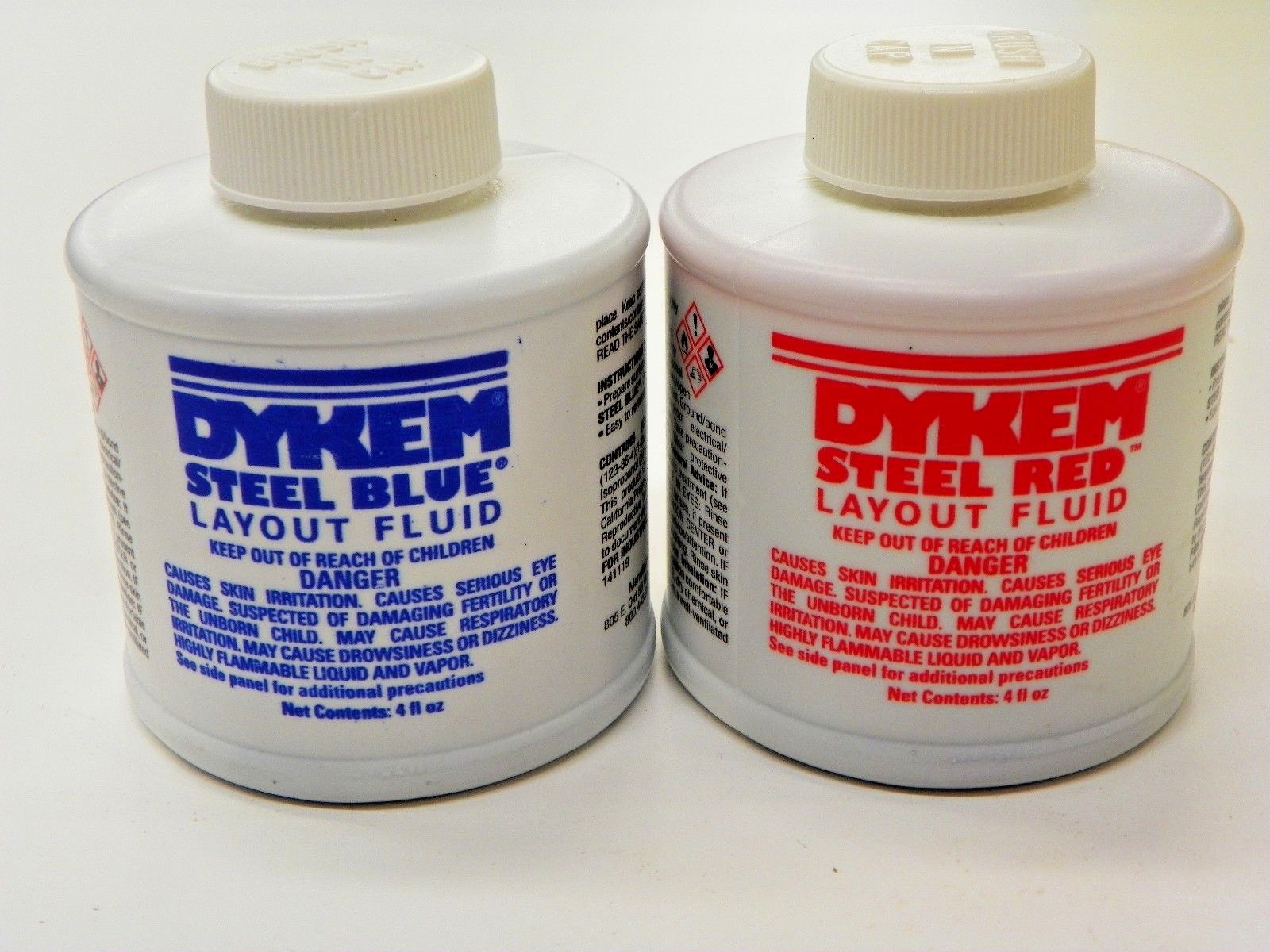 DYKEM LAYOUT FLUID - (1) RED & (1) BLUE, 4 FL.OZ. BRUSH IN CAP