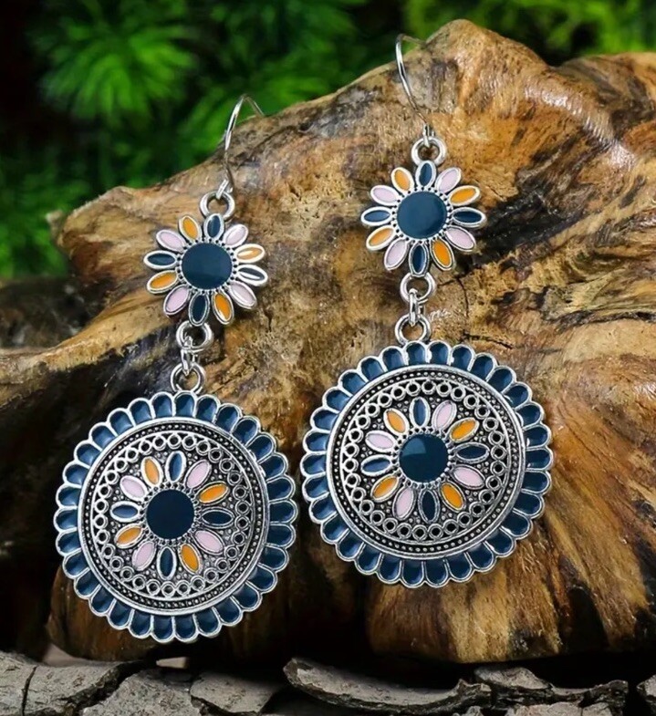 2.5” Silver-tone  Boho Beaded Dangle Earring Set  New Free Ship B4101