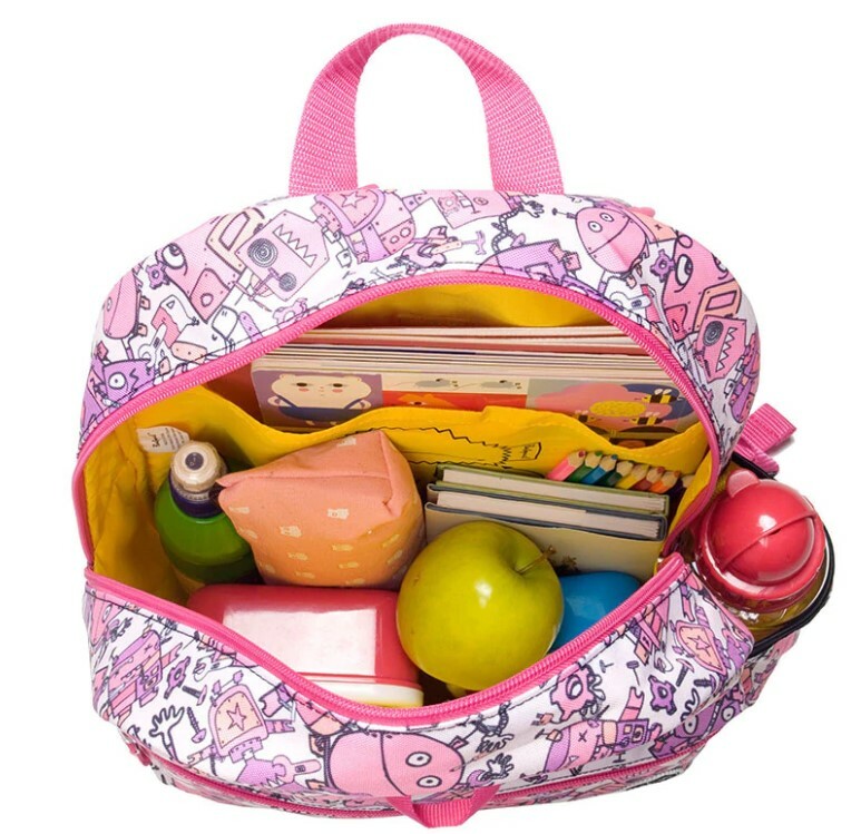 Zip and Zoe Junior Backpack Robots Pink