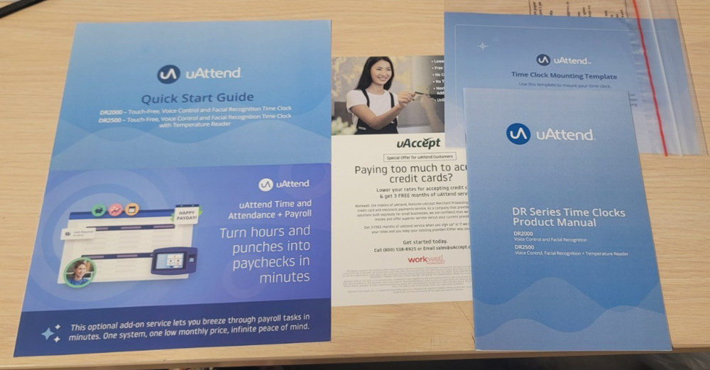 uAttend Touch-Free Facial Recognition Time Clock, DR2000