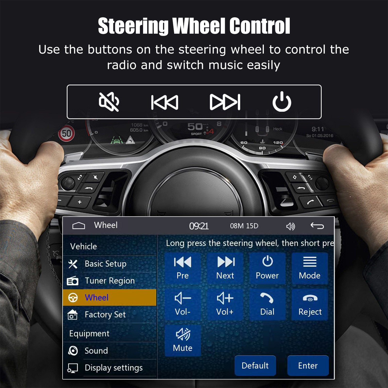 Single 1 Din Car Stereo Apple CarPlay 7" Touchscreen Bluetooth Radio SWC USB FM