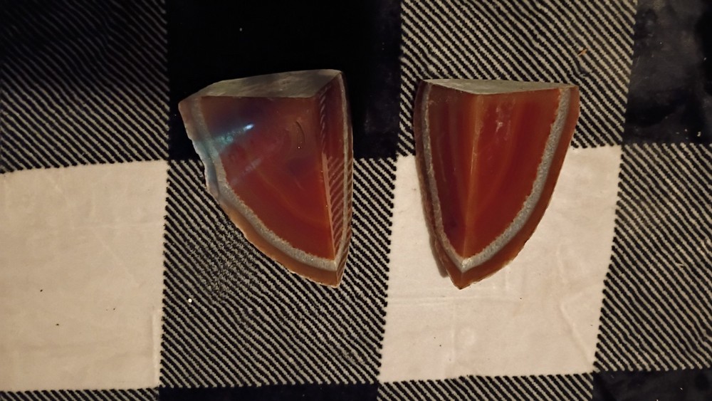 agate bookends brown rust and white