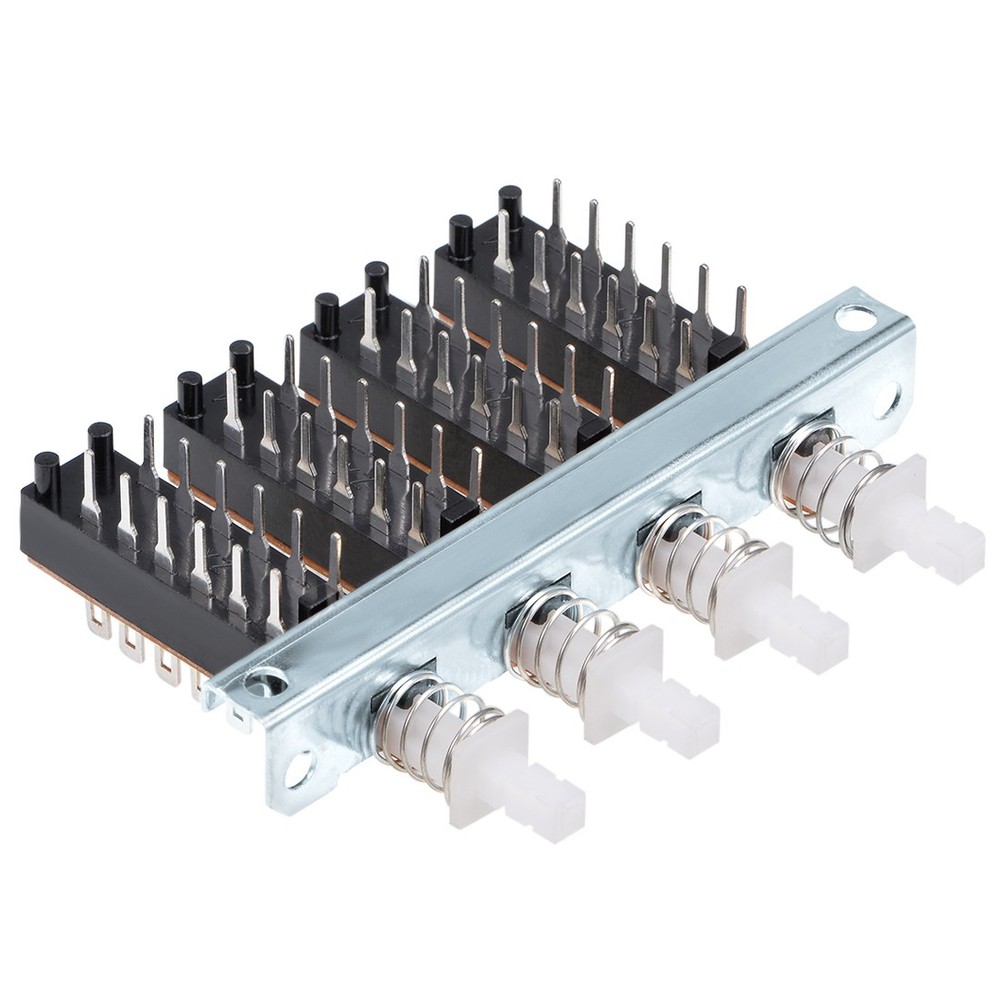 Interlock Push Button Switch Piano Type 4PDT 12Pins 4 Row
