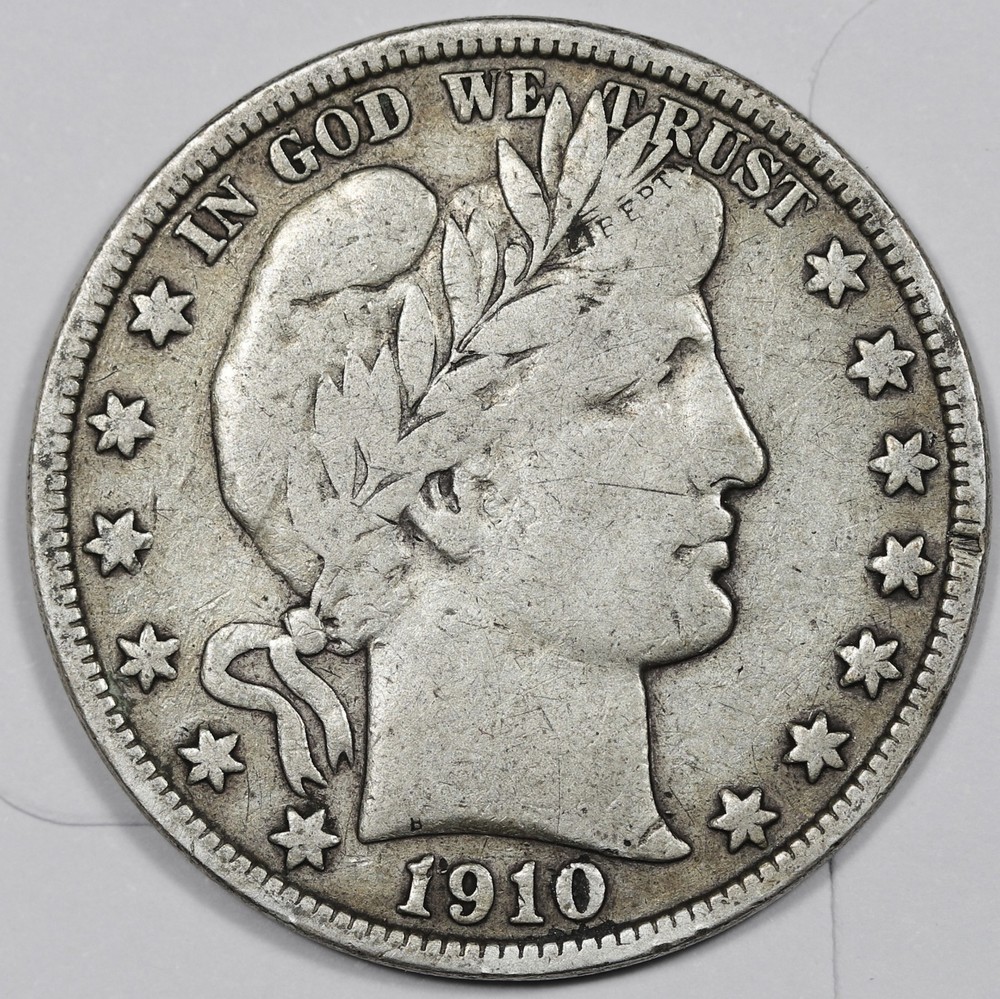 1910-s Barber Half Dollar.  Fine.  212724