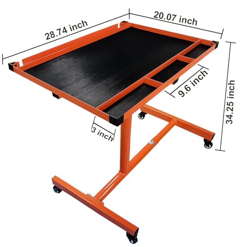 Mechanics Rolling Work Table Mobile Tray Table for Shop, Garage, Adjustable