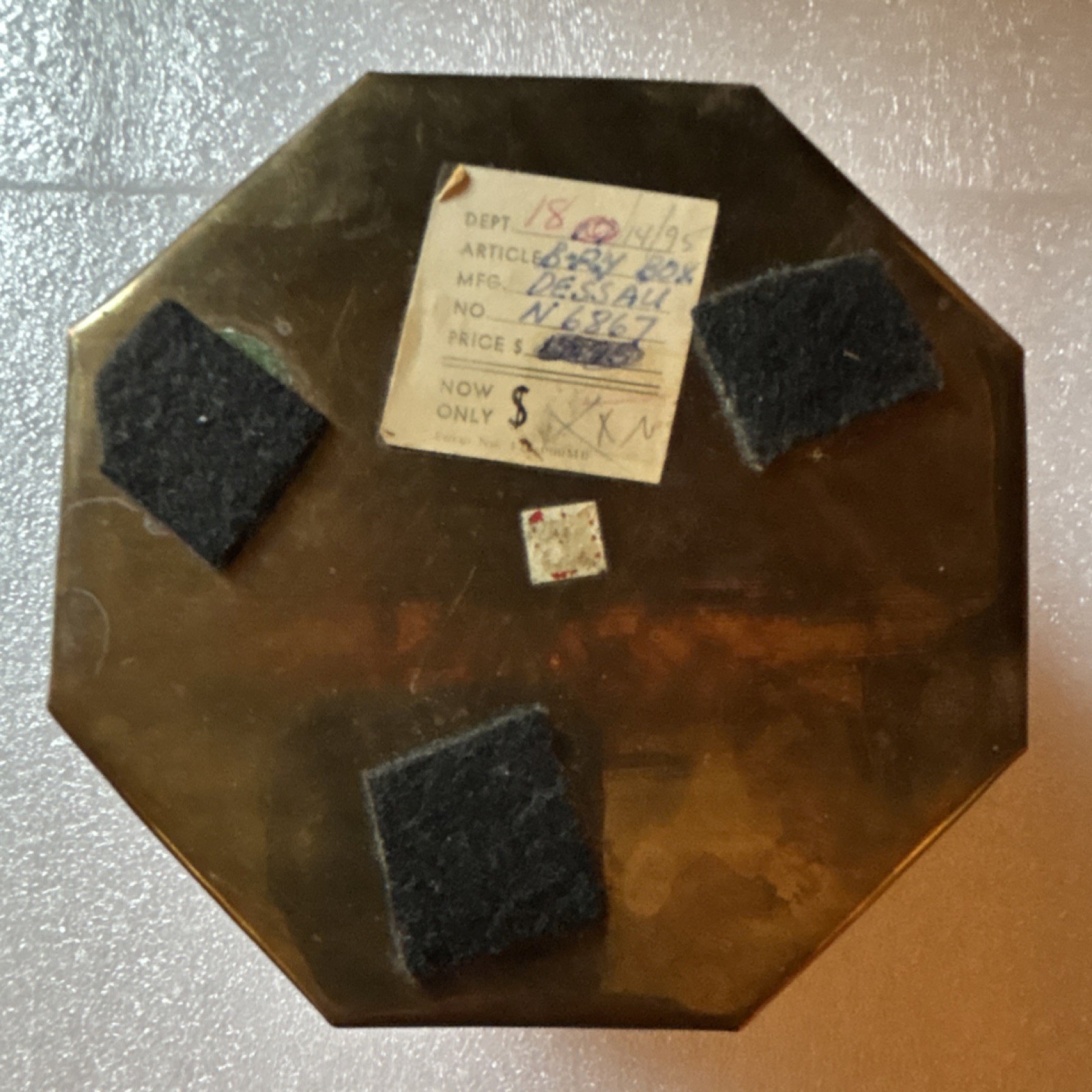 Dessau Brass Octagonal Box with Butterfly Motif Decorative Collectible 4.5" x 3"