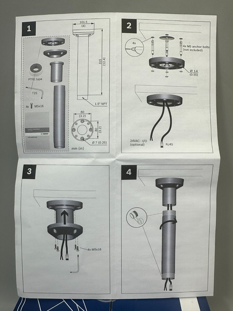 Bosch NDA-U-WMT Universal Pendant Pipe Mount for Dome Camera Security System