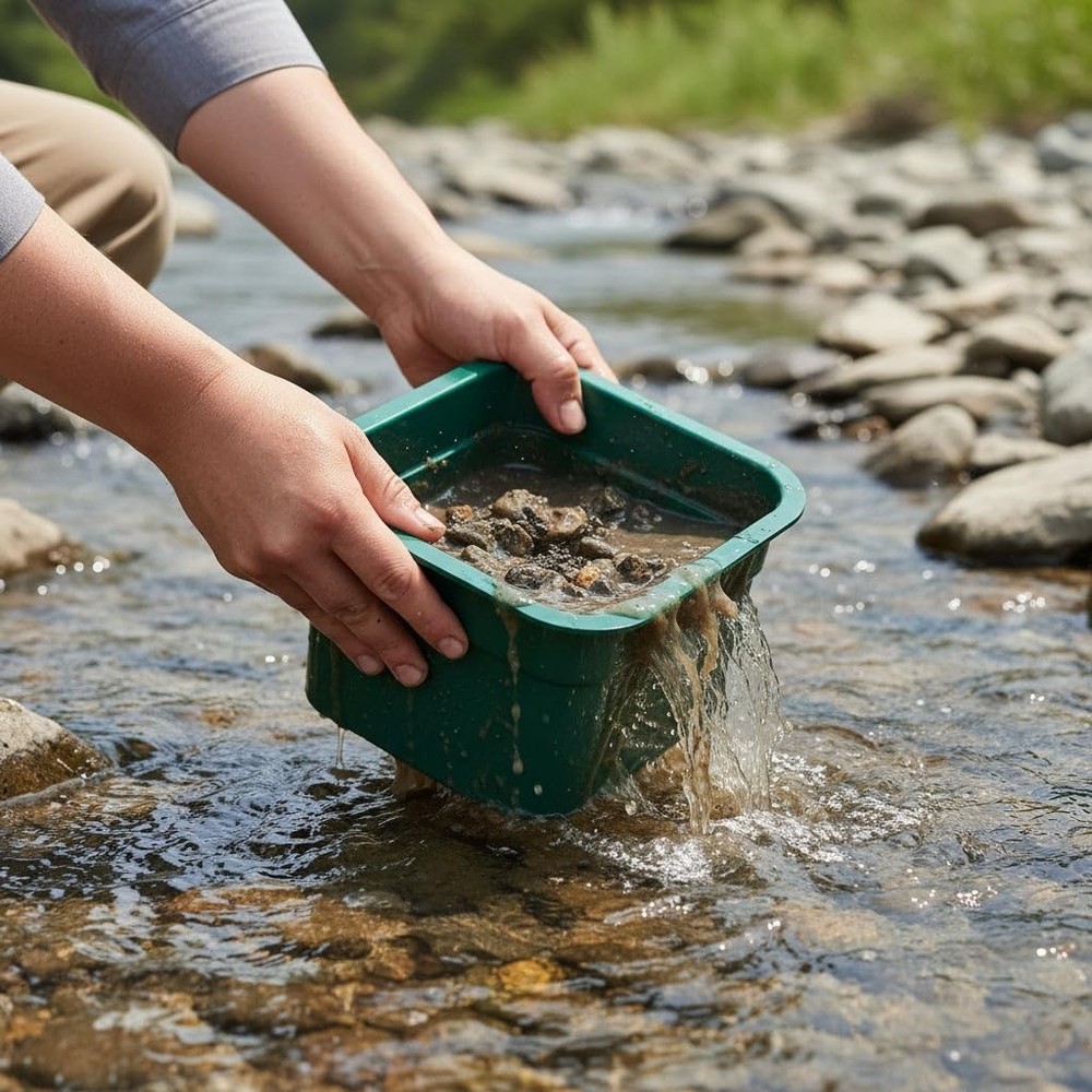 Compact Gold Sluice Box Set with Miner's Moss & Vials