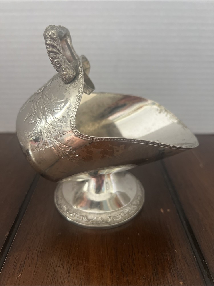 Silver Plate Scuttle Bucket Sugar Bowl MCM Made In Japan Vintage
