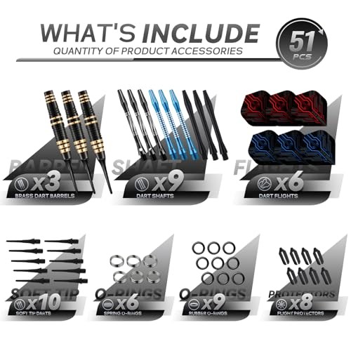 Soft Tip Darts – 3-Piece Set for Electronic 16g Soft Needle | Blue/Black