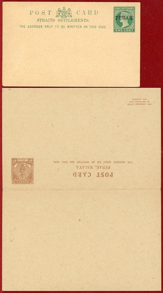 Malaya Perak, Two Postal Cards, Mint