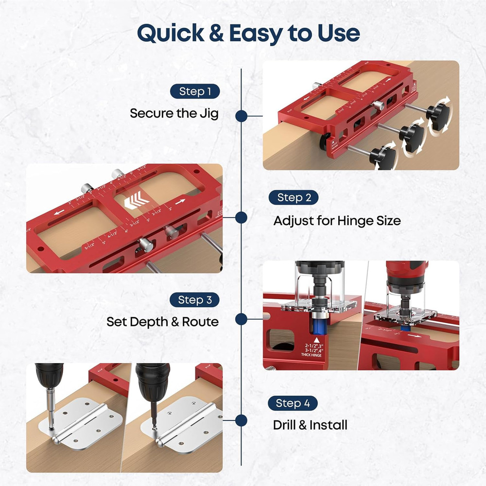 Door Hinge Jig & Door Lock Installation Kit, Adjustable Hinge Router Template Fi