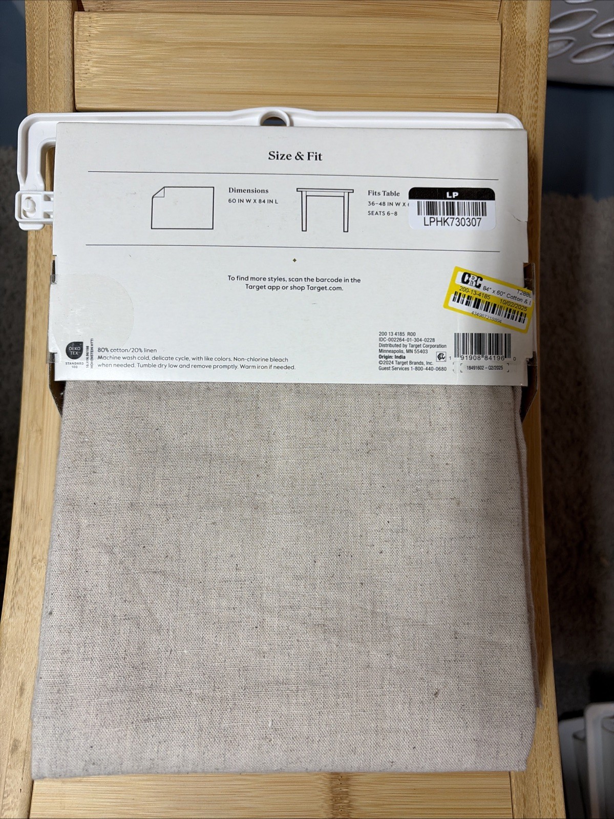 Tablecloth-Beige/Off White Rectangular 60” x 84” 80% Cotton20% Linen With Runner