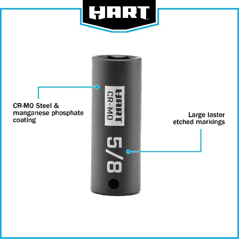 3/8" CR-MO Impact Socket Set 10 Piece Rust Resistant Automotive Tool Set