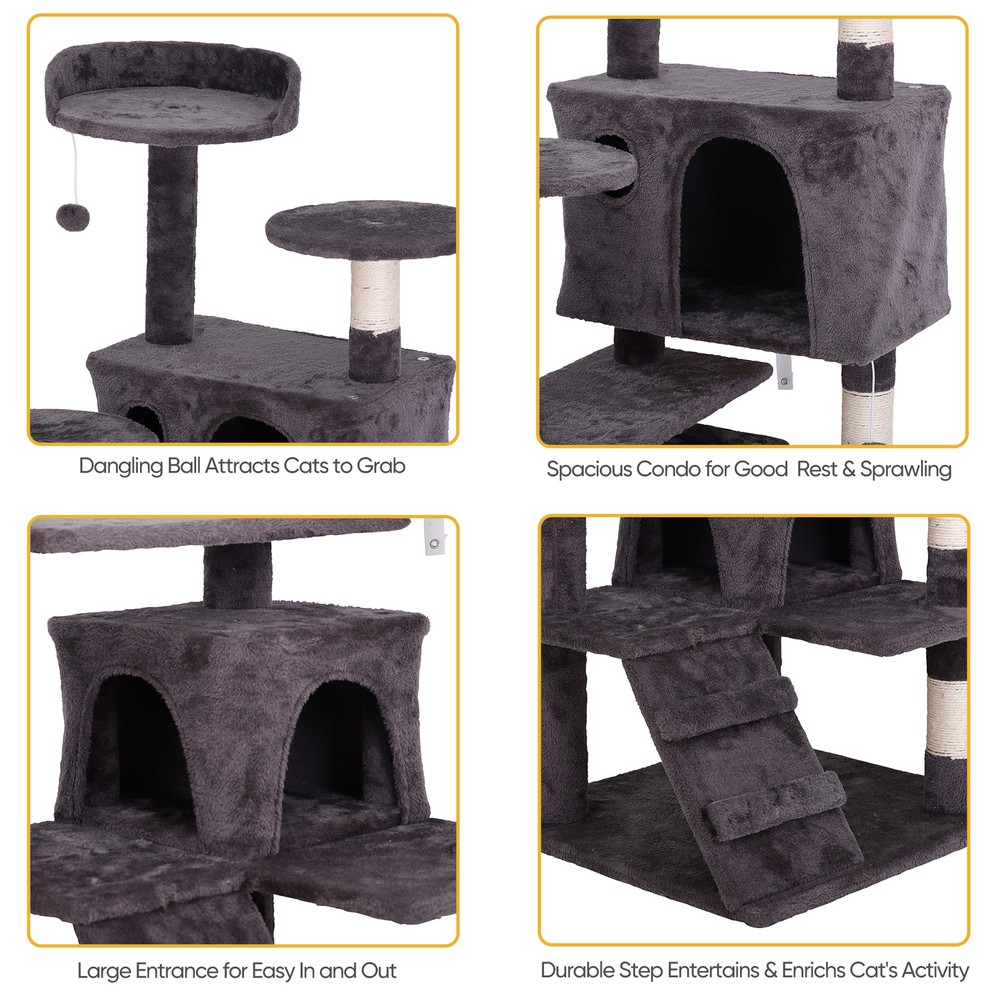 55" Cat Tree Tower Activity Center Large Playing House Condo Rest Multi Level