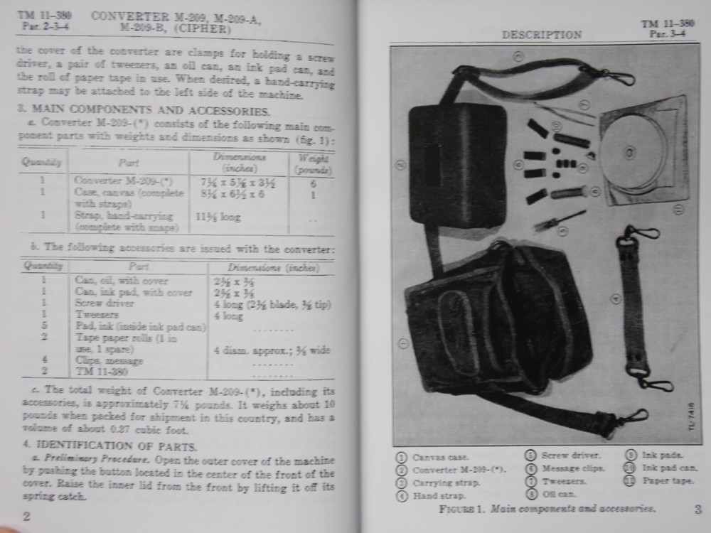 Manual TM 11-380 for M209B M-209 Converter, decoder cypher machine March 1944