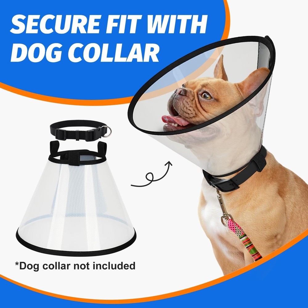 Adjustable Dog Cone Collar for Surgery Recovery - Comfortable Neck Protector