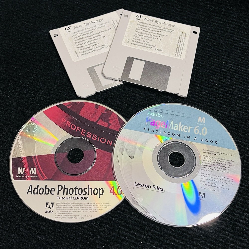 Adobe - Pagemaker Classroom 6 Photoshop Tutorial 4 Type Manager 2 Floppy Vtg