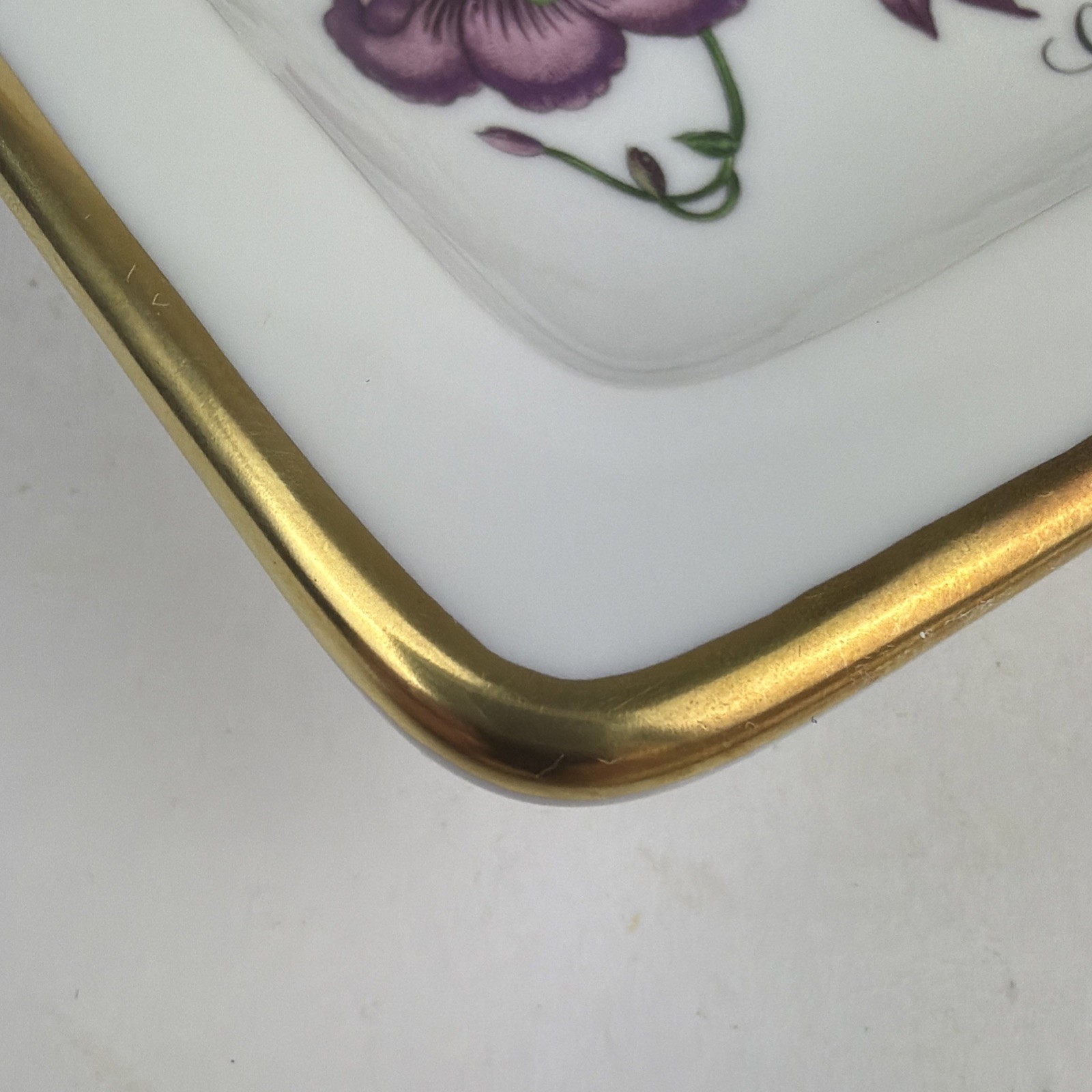 Gucci x Richard Ginori Flora Floral Porcelain Square Ashtray Italy Vintage 5.5"