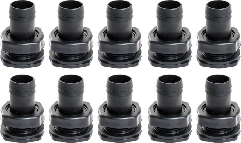 Active Aqua Fill/Drain Fitting, 1", Model MAAEFBK4 10 Pack, 1" Size, Hydroponic