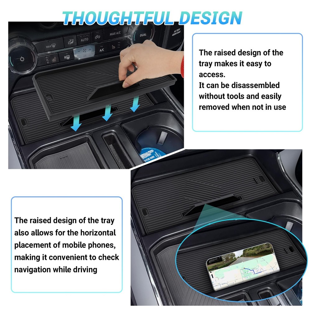 Sinminou Center Console Organizer Compatible Lid 2PC, Black