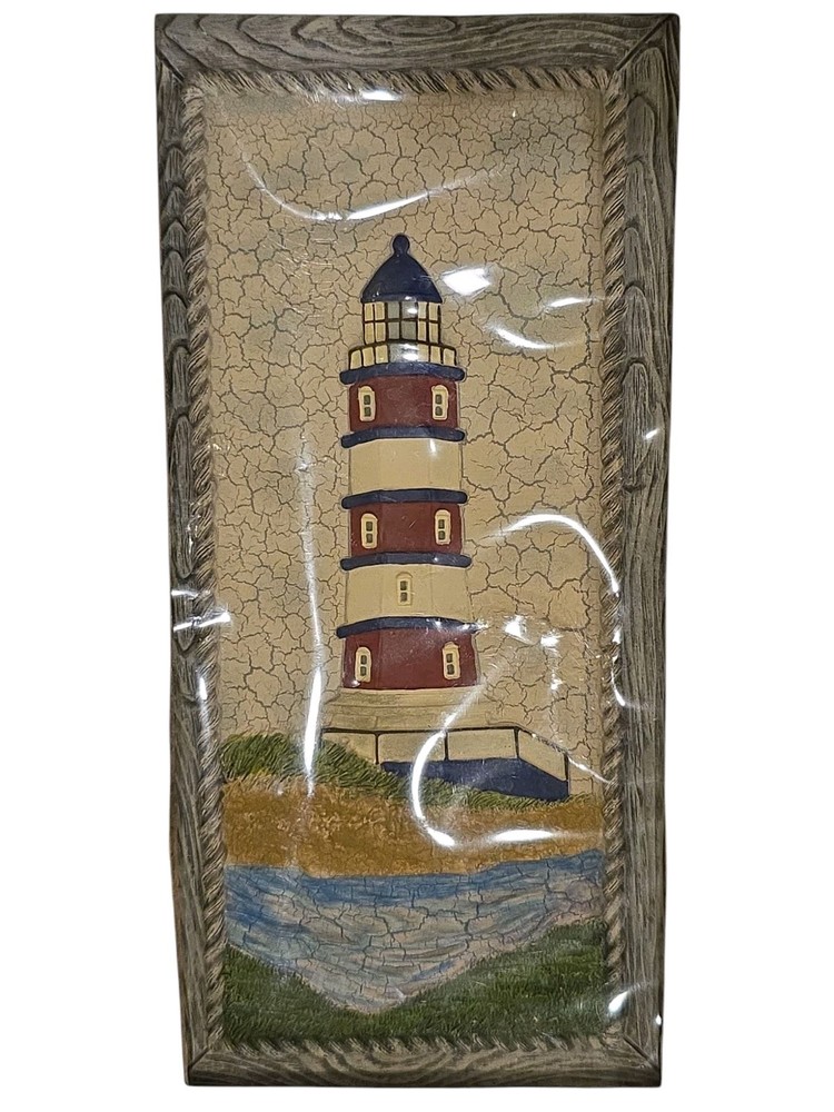 3 Pc Set Red And White Lighthouse With Mirror Wall Decor