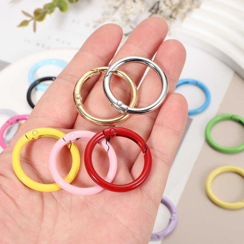 1" Spring O Rings, Spring Snap Keyring for Handbag, 12 Pack White
