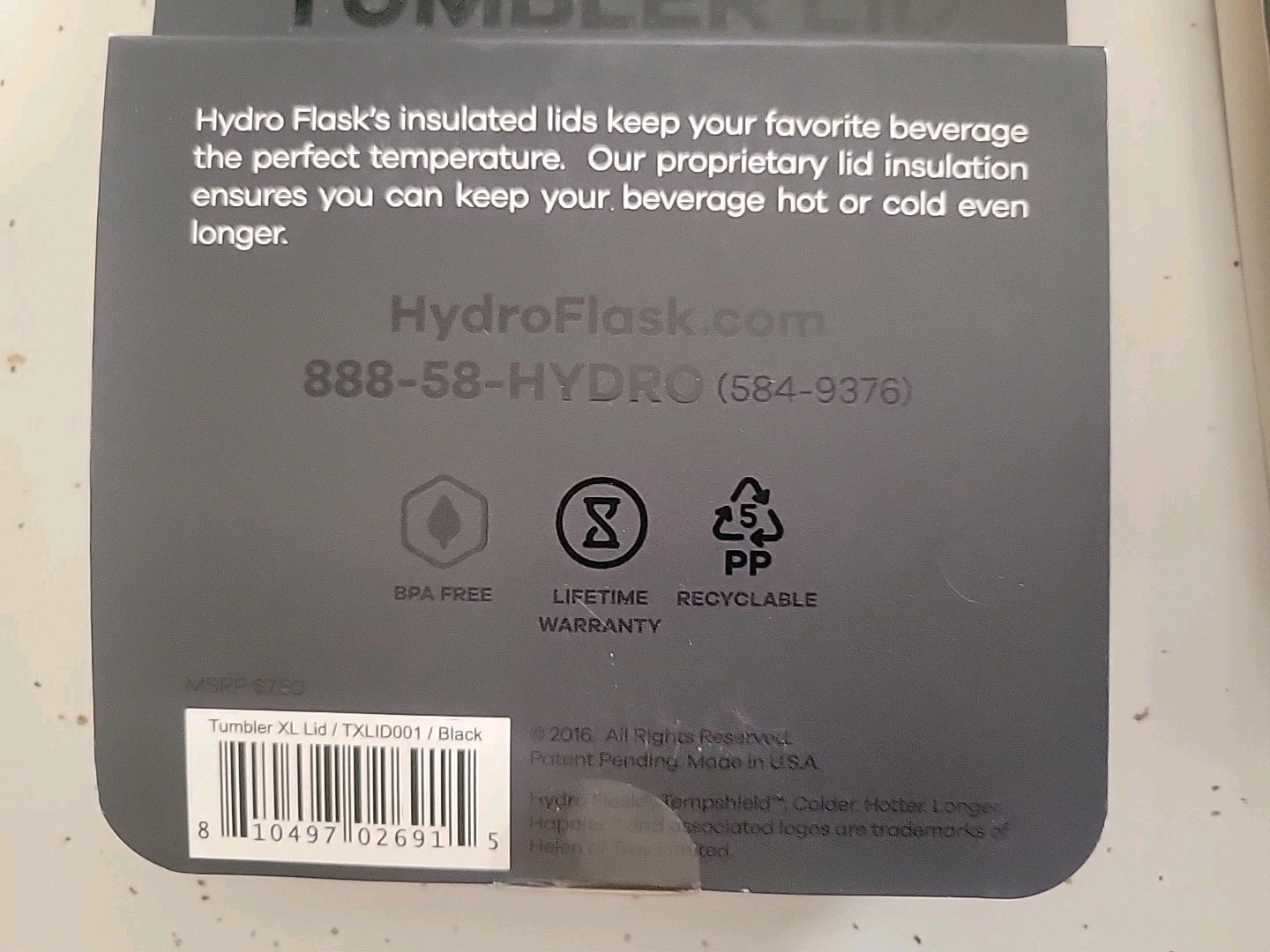 Lot Of 2 New Hydro Flask BPA Free 32 oz Tumbler Press-in Lid, Black X Large