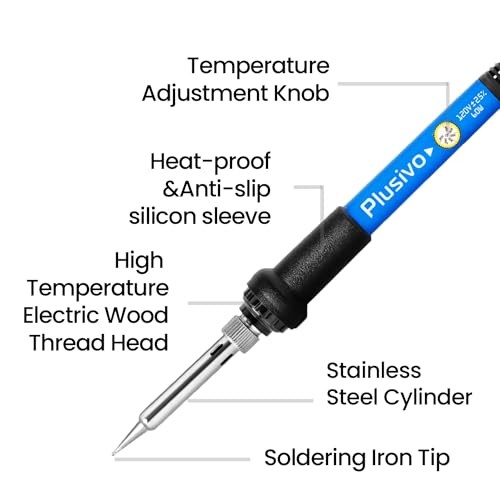 Soldering Iron Kit, 60W Adjustable Medium, Black/Red Kit 0