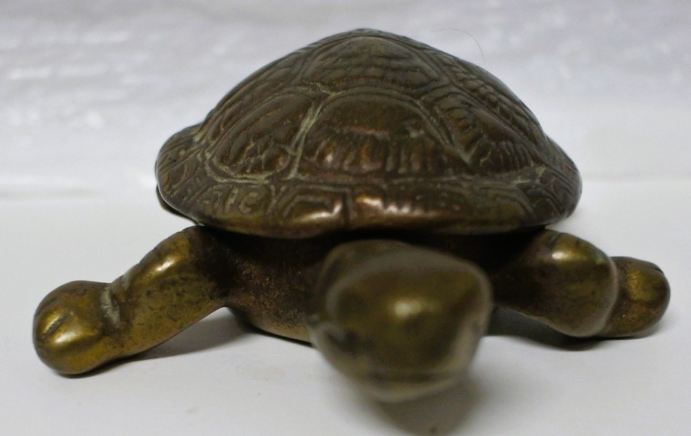 Brass Tortoise Turtle Hinged Box Vintage