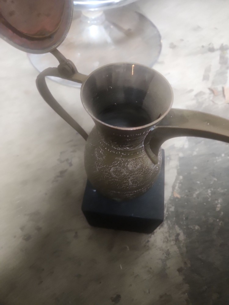 Brass Dallah Arabic Coffee Pot, Middle Eastern Tea Pot Decor