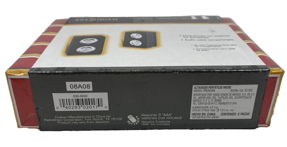 Presidian Micro Portable Speakers 63-202 Includes Audio Cable