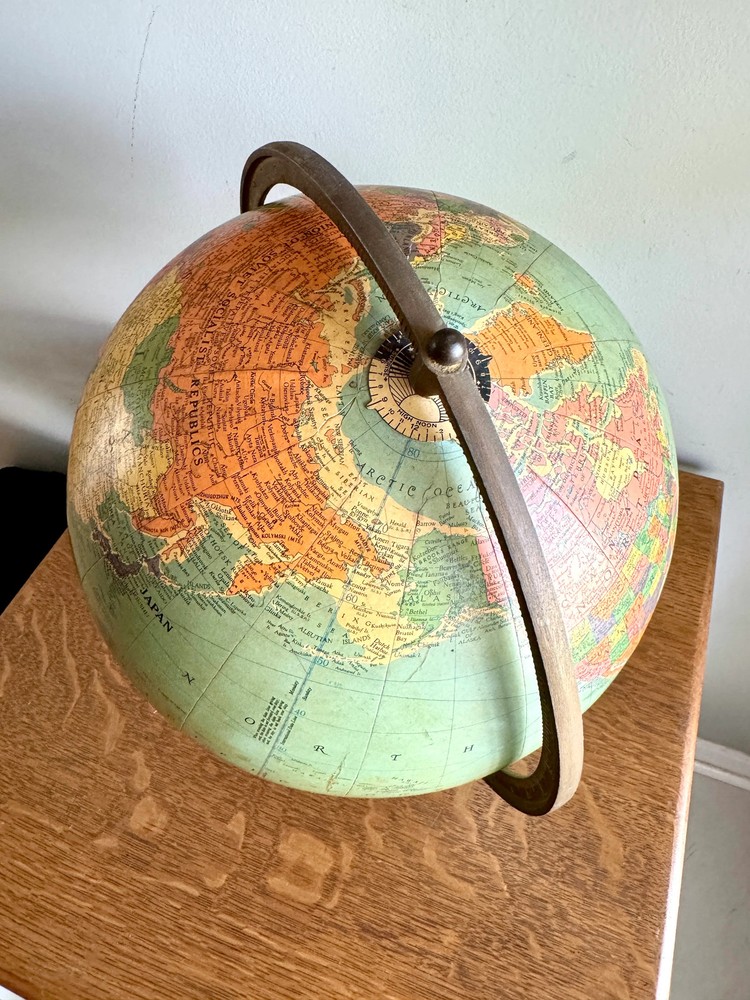 1940's Replogle 12" Reference Globe ~ Vtg World Globe on Stand