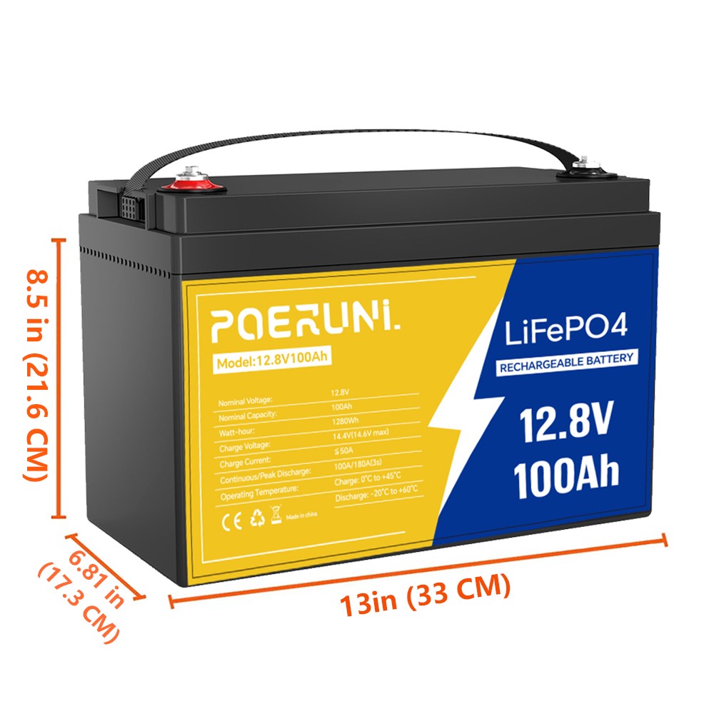 NEW 12V 100Ah LiFePO4 Lithium Battery Deep Cycle Built-in BMS for Solar Off-grid