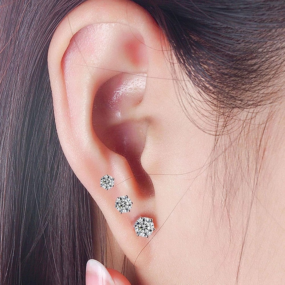 4 Pack Ear Piercing Gun Kit, Disposable with Silver 5mm