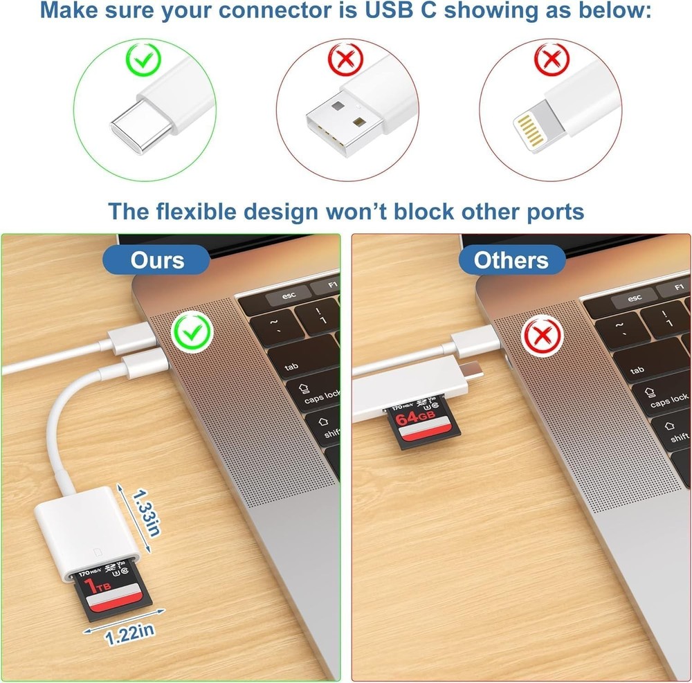 High-Speed USB C to SD Card Reader for Effortless iPhone 15 Media Transfer