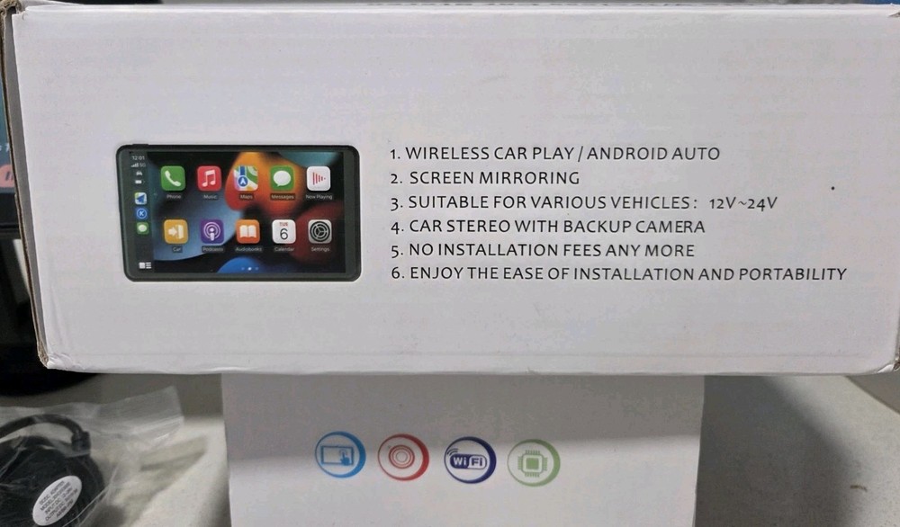 Portable Wireless Car Stereo Apple CarPlay, Android Auto, & Screen Mirroring 7"