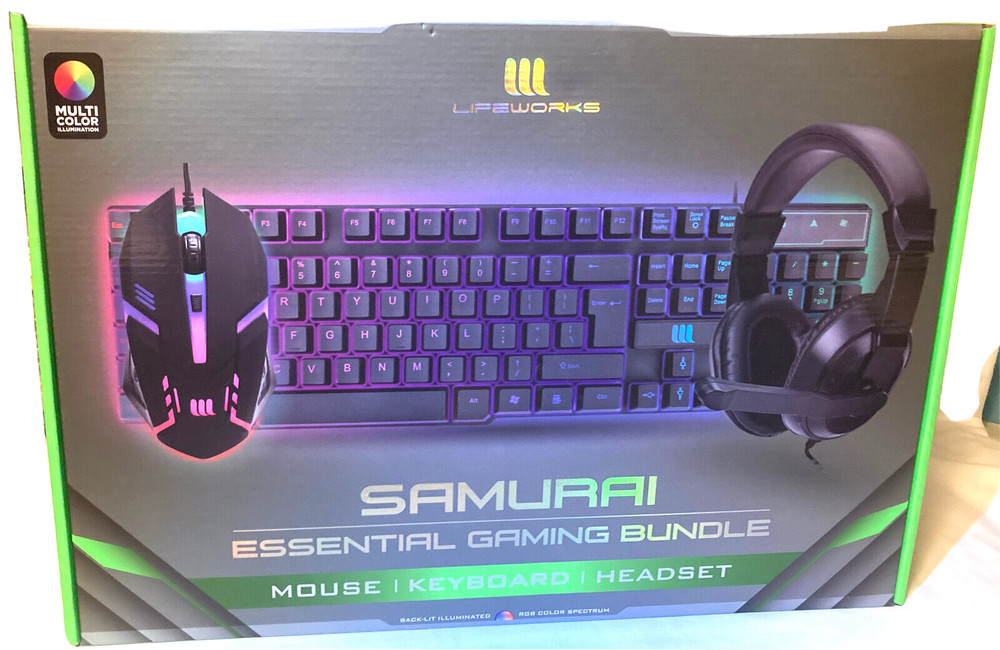 🎁 Samurai Essential Gaming Bundle Mouse Keyboard Headset ILLUMINATED VeryCool🆕