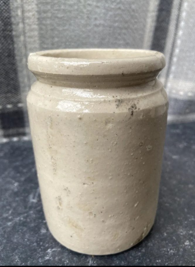 3 Old Ironstone Pots, Stained And Crazed