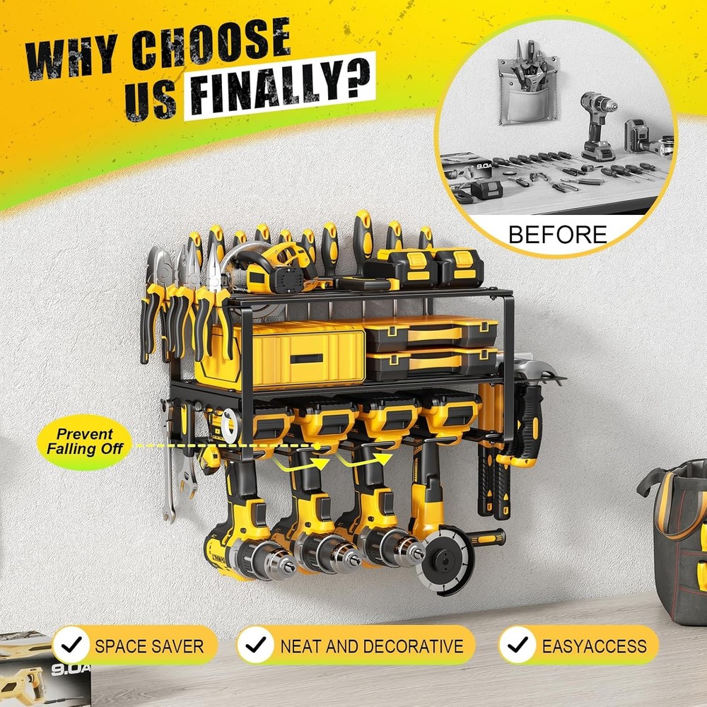 Power Tool Organizer Wall Mount - 200Lbs Load 3 Layers Storage