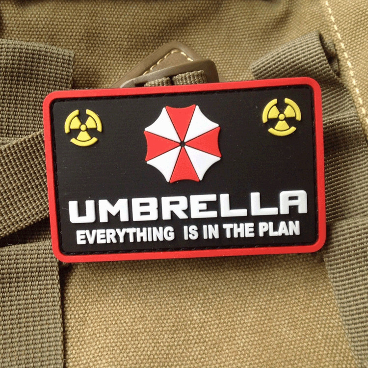 3D PVC RESIDENT EVIL UMBRELLA CORPORATION RUBBER SHOULDER HOOK&LOOP PATCH BADGE*