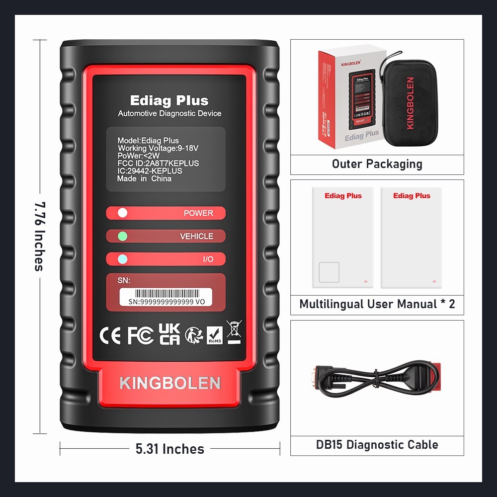 2026 KINGBOLEN Ediag Plus Bluetooth Scanner Car Diagnostic Tool Key ECU Coding