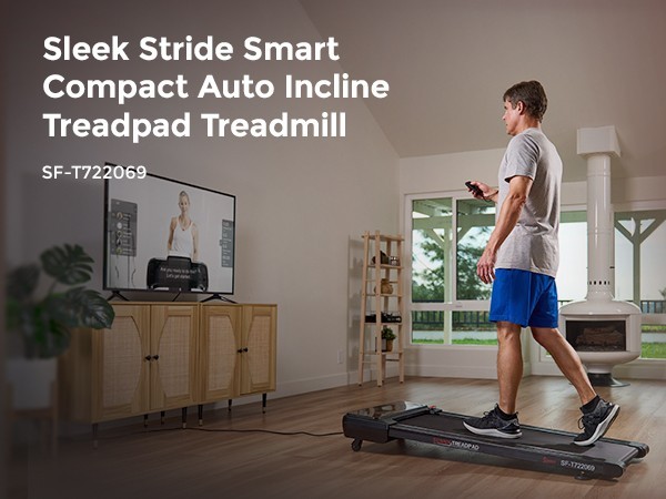 Compact Smart Walking Treadmill Pad Auto Incline Remote Control Bluetooth Safe