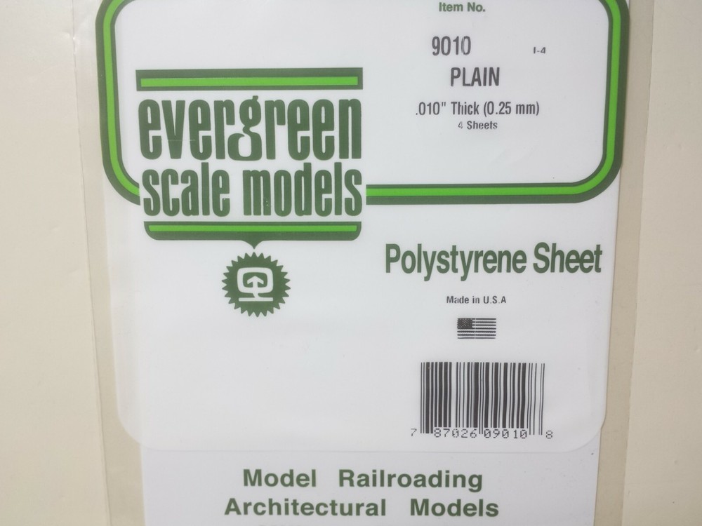 Plain White Sheets (4)  6" x 12" .010" Thick Evergreen Scale Models Plastic 9010