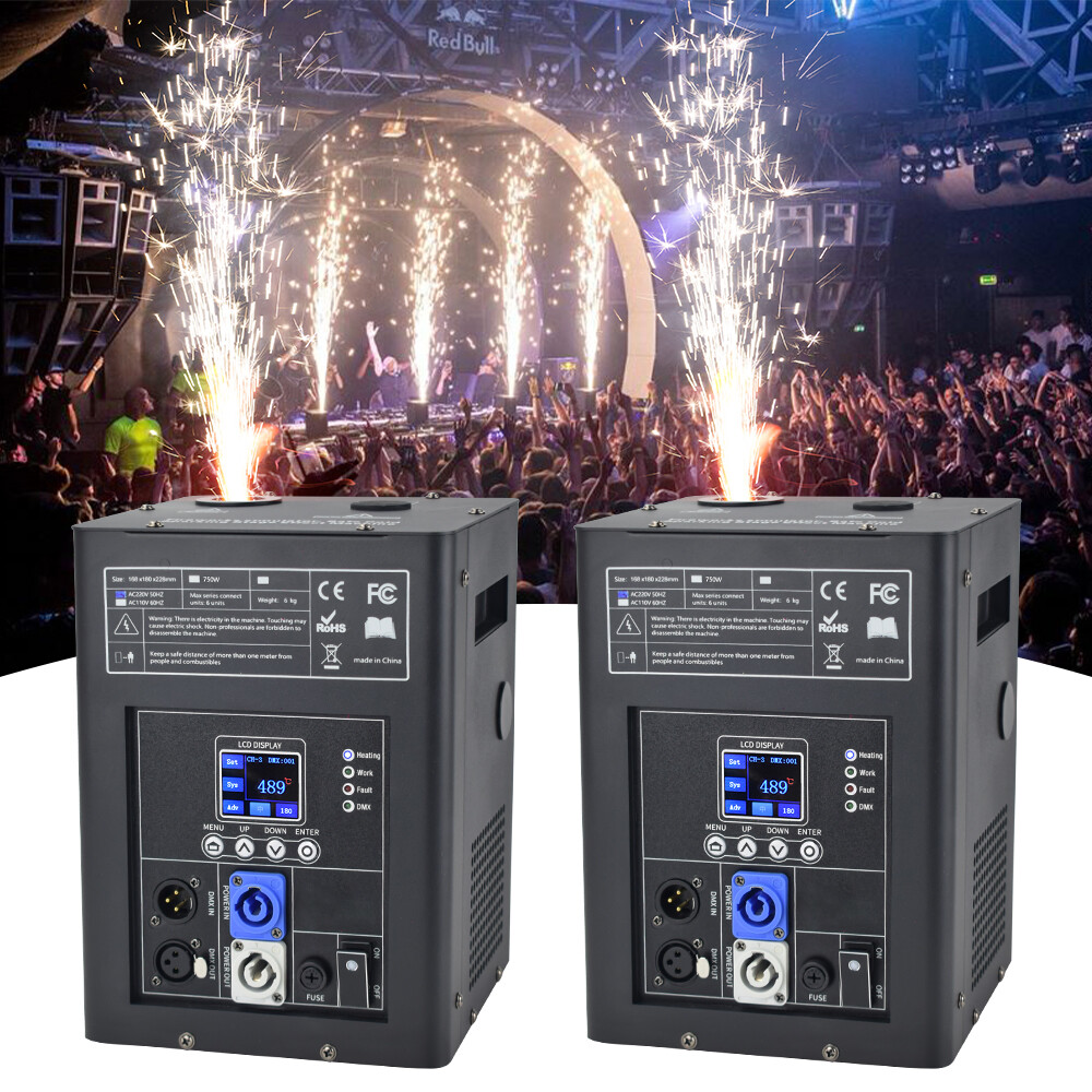 2PCS 750W Cold Spark Machine Firework Machine DMX Stage Effect with Flight Case